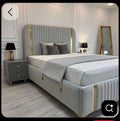 Tufted Head Board Bed Set with long mirror