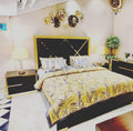Black Head Board Bed with Night stands
